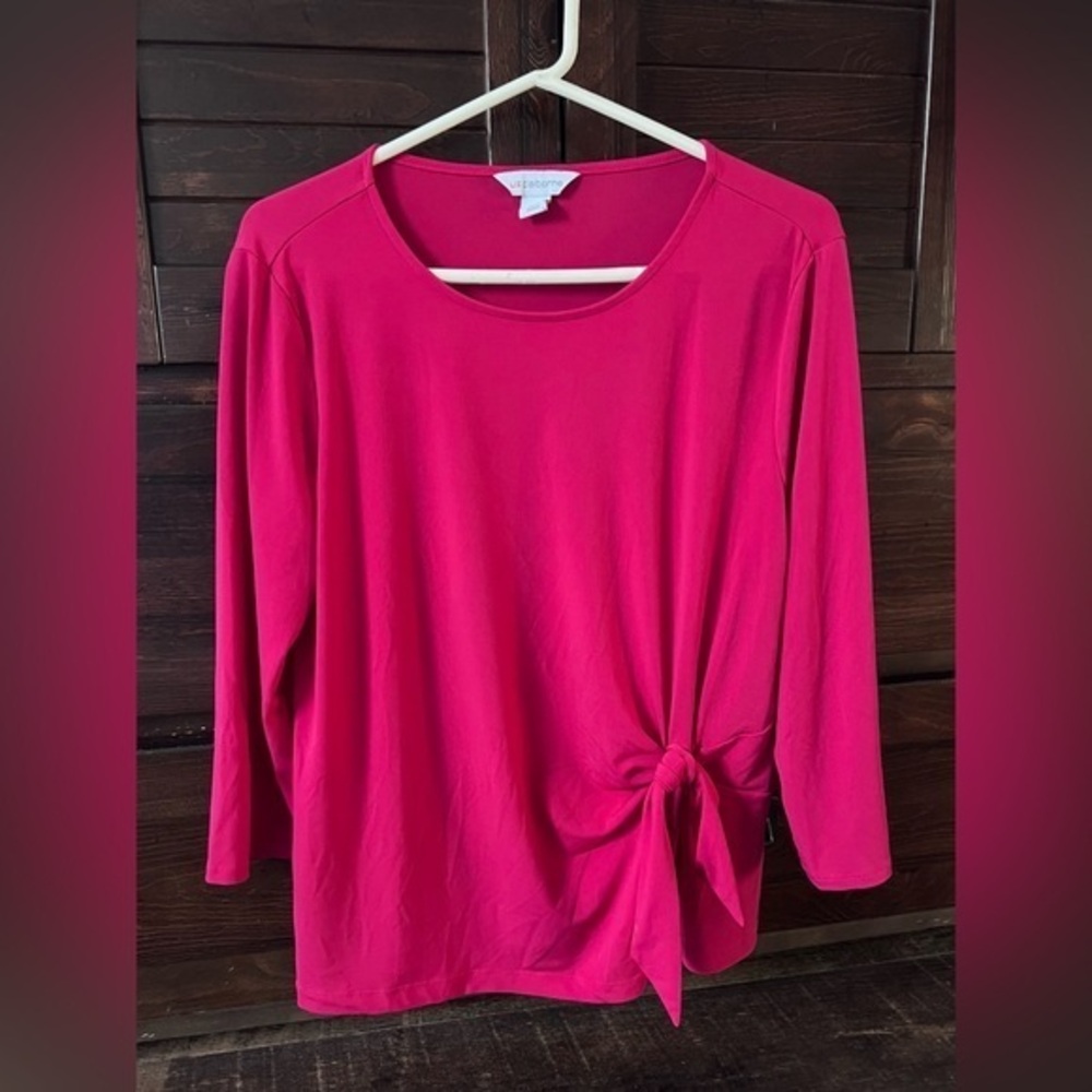 Liz Claiborne Women's Fuchsia Side-Tie 3/4 Sleeve Top